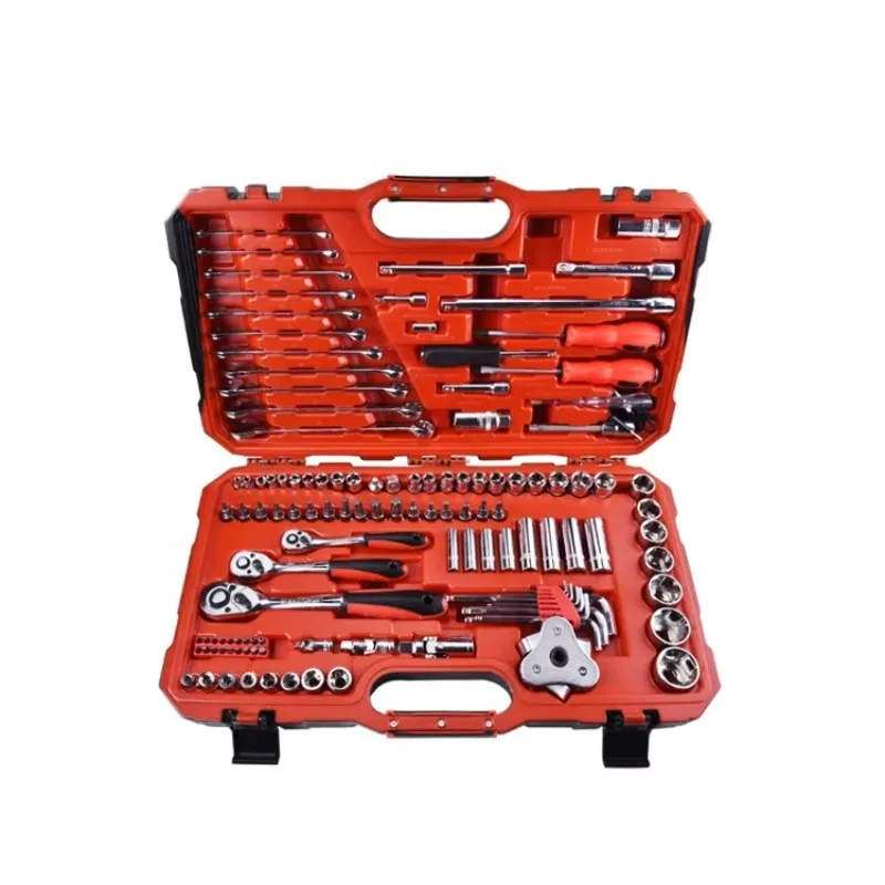 123pcs Tool Kit Mechanical 1/2 1/4 3/8 Socket Wrench Set