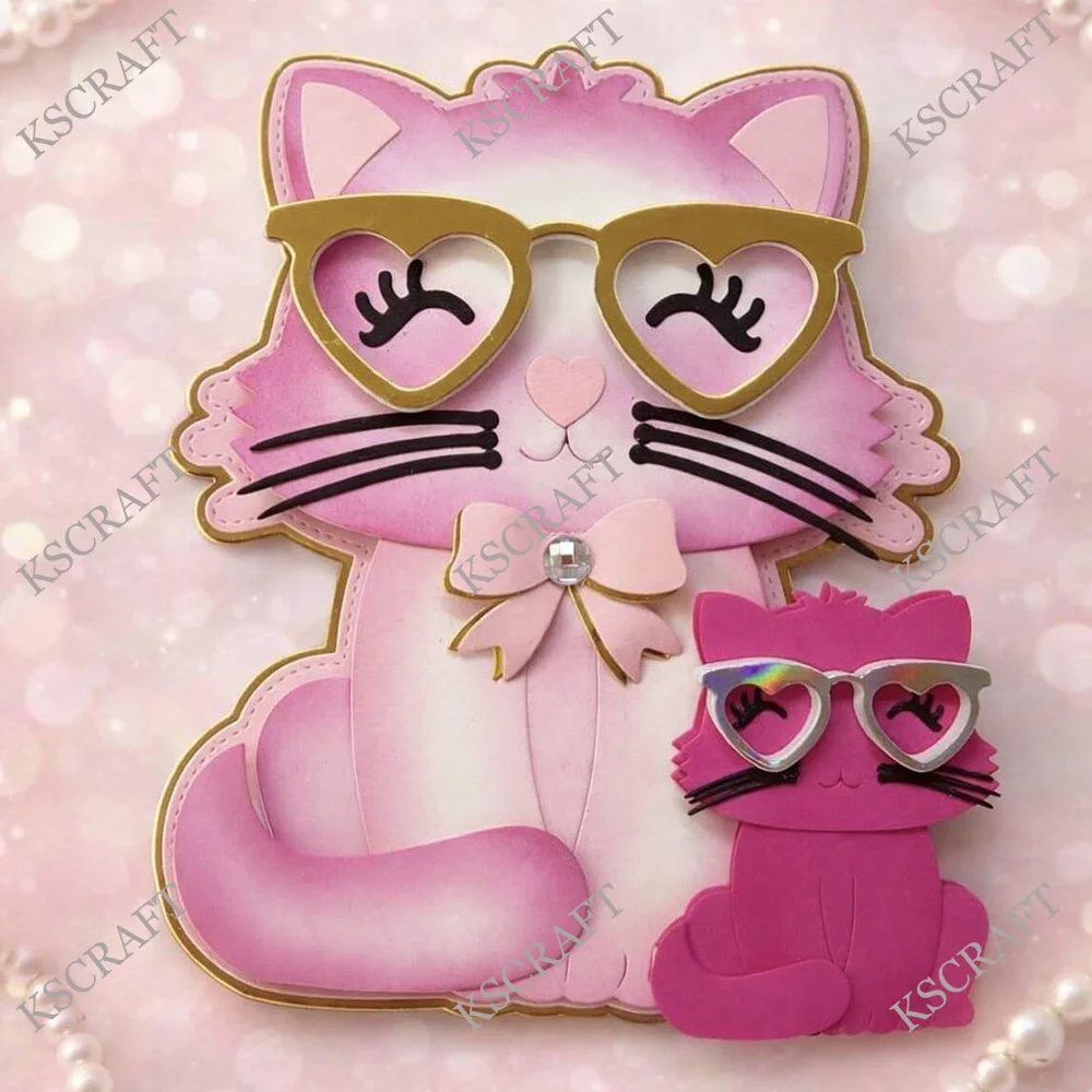 KSCRAFT Cat Mini Album Cutting Dies Stencils for DIY Scrapbooking Decorative Embossing DIY Paper Cards
