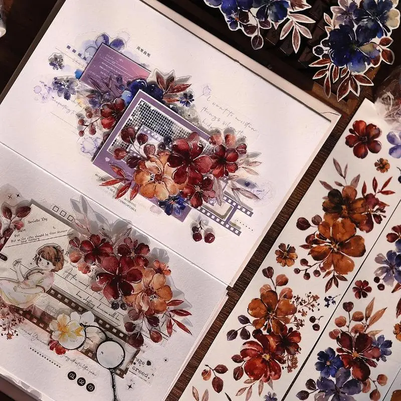 New 12 Deisigns Beautiful Flower Floral PET Washi Tape Journal Scrapbooking Decoration Xiao Bai Jia