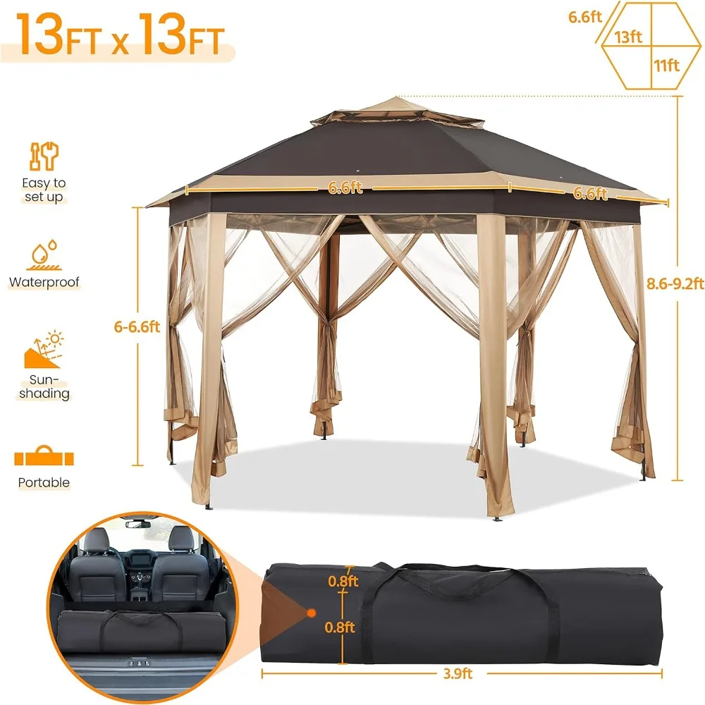 Imagem -02 - Tenda Outdoor Canopy com Carry Bolsa Grande Sun Shelter Gazebo Commercial 13x13