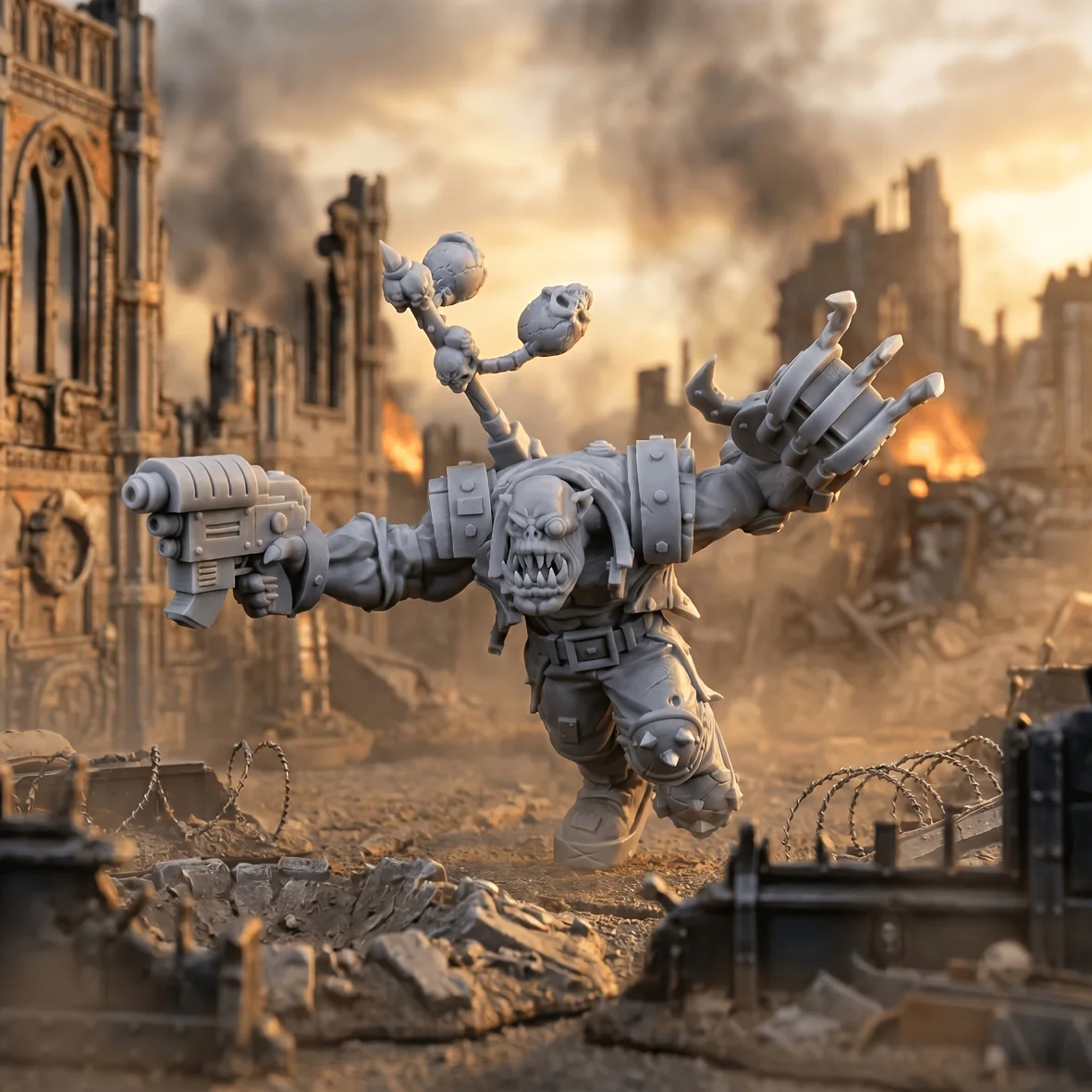 Brutal Orc Raiders Miniature,3d Printing,Gray Resin,Unpainted,Game Miniatures,Model Collection,Character Figure,Orc