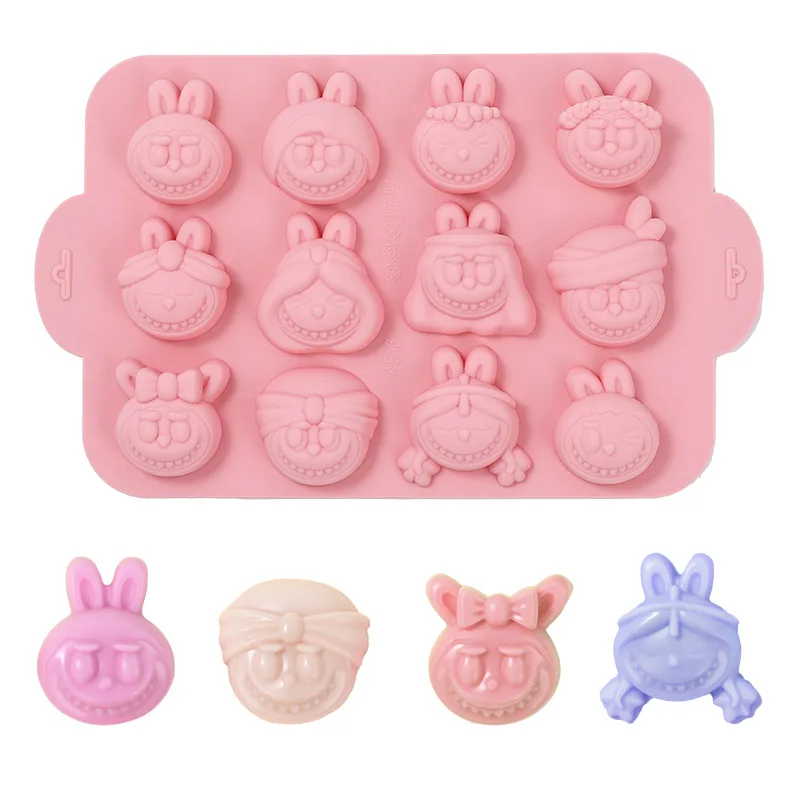 

12 Cavity Cute Doll Animal Silicone Mold Fondant Mousse Baking Tools Candy Biscuit Chocolate Mould Cake Decoration Accessories