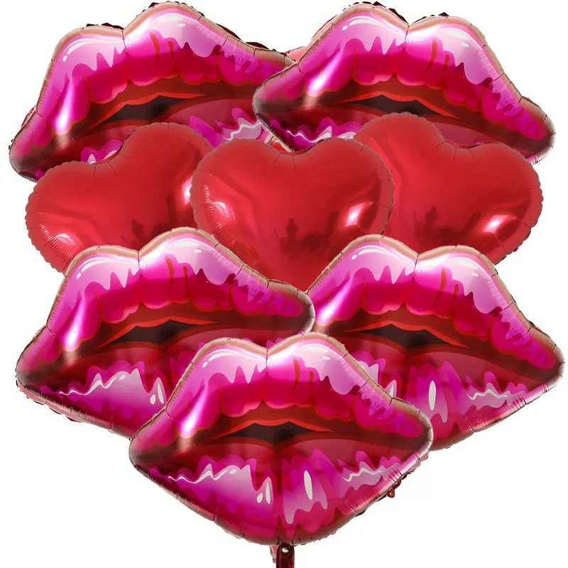 8 stücke Rote Herz Lippen Folienballons Hochzeit Hintergrund Zimmer Valentinstag Dekor Jahrestag Geburtstag Party Luft Globos Liefert
