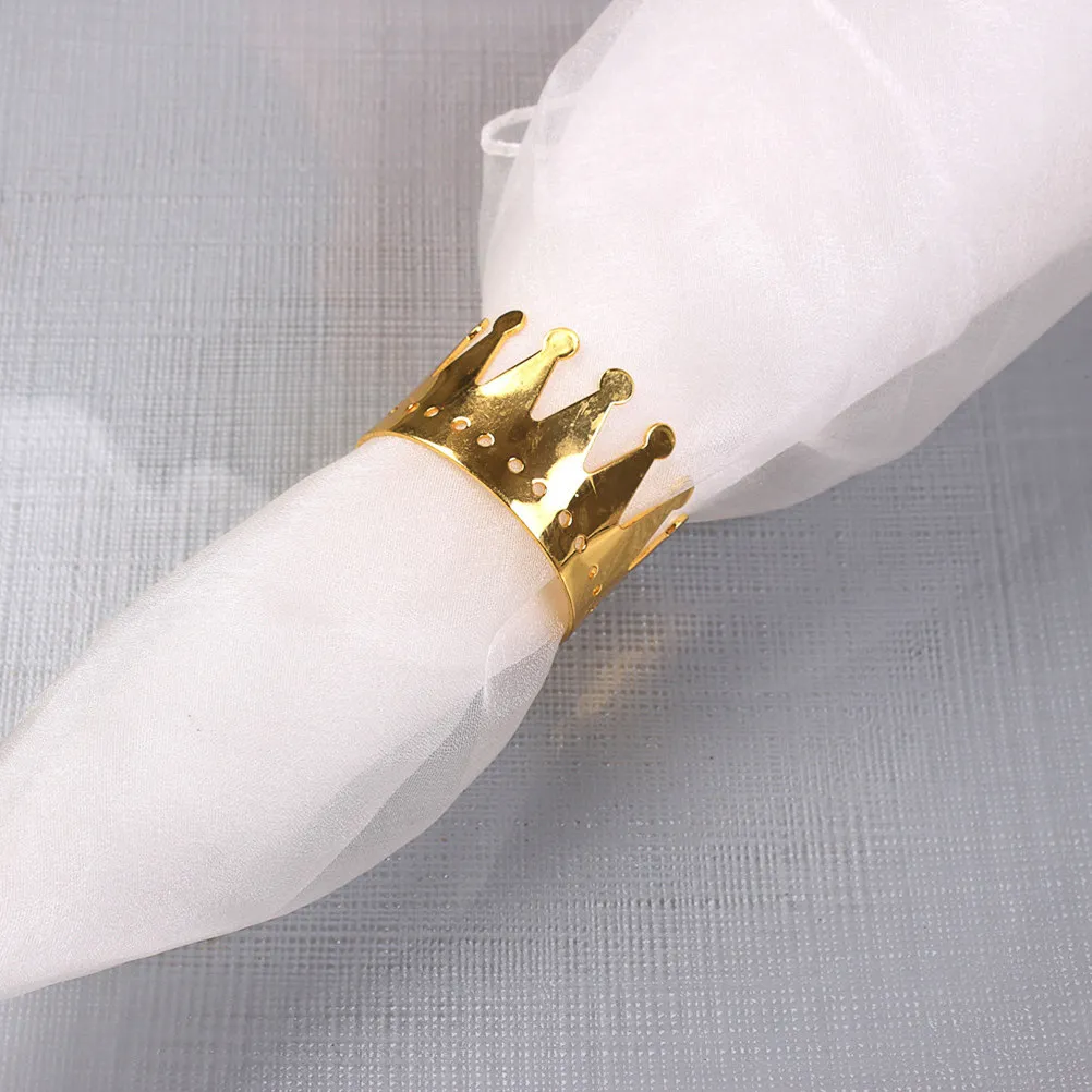 4Pcs Crown Napkin Buckles Alloy Napkin Rings Beautiful Dinner Decoration Party Restaurant Home Use Golden Color