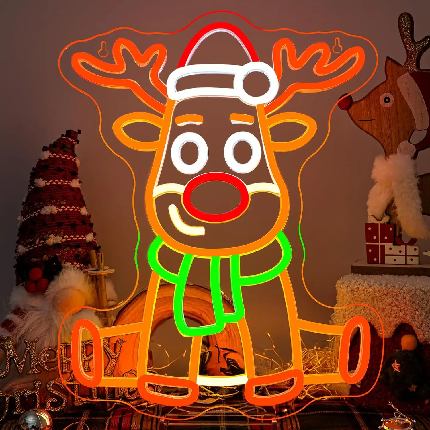 

Рождественский олень неоновая вывеска светодиодный неоновый свет с оленями для праздника дома Рождественская вечеринка Зимний фестиваль Декор для вечеринки Подарок USB с регулируемой яркостью
