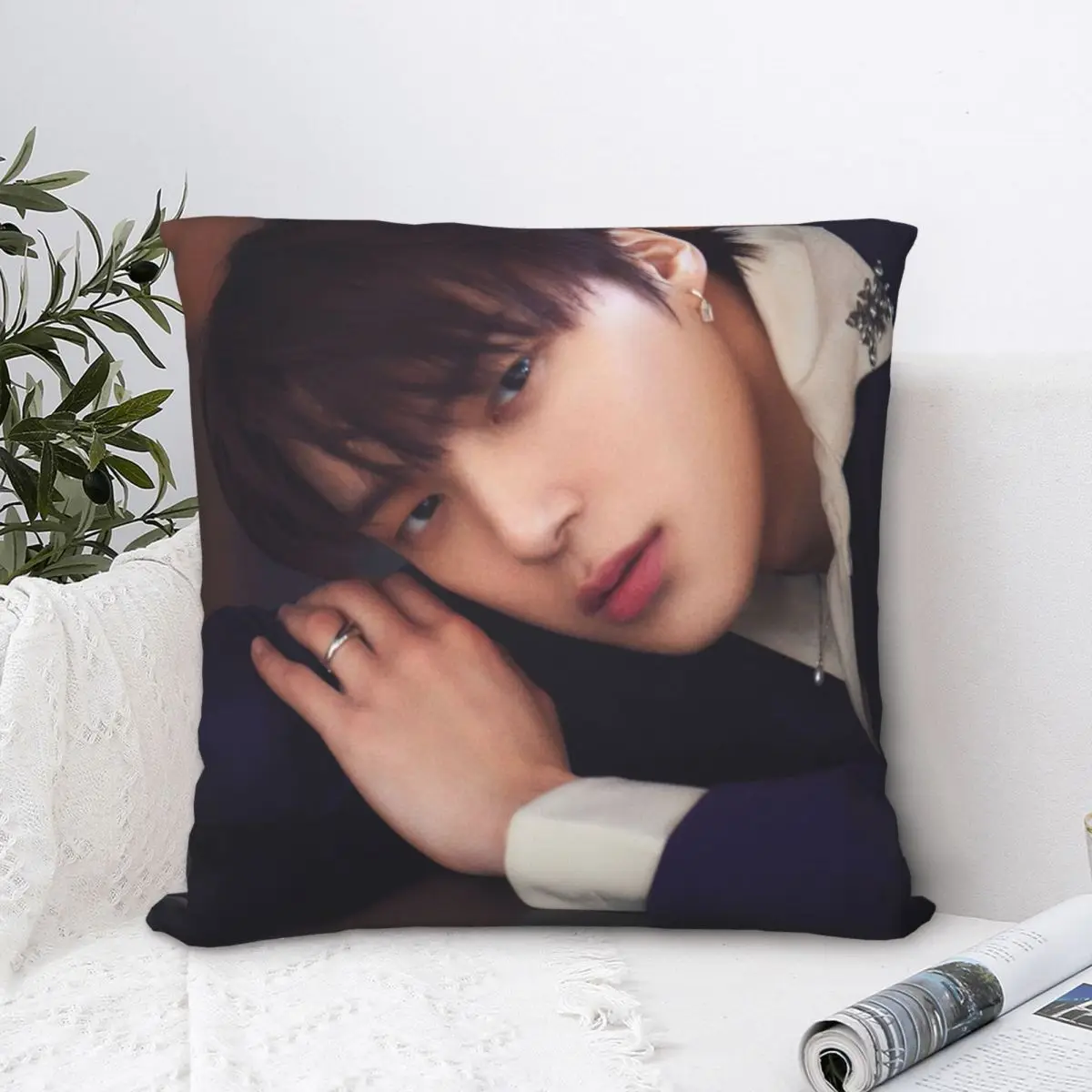 Minhyuk Monsta Square Pillowcase Polyester Pillow Cover Velvet Cushion Zip Decorative Comfort Throw Pillow For Home Sofa