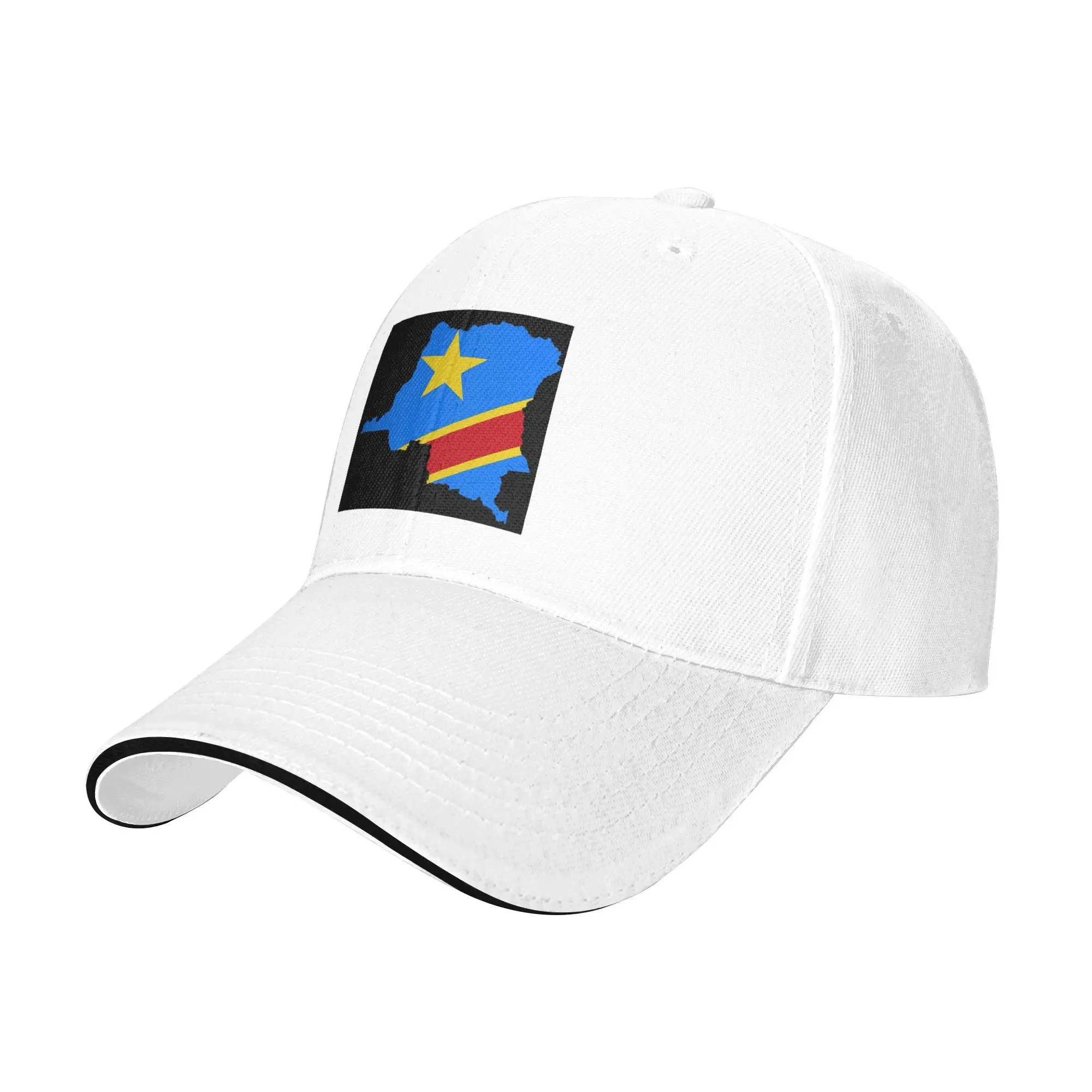 Flag map of the Congo Cap Fashion Baseball Caps Adjustable Hat Hip Hop Summer Unisex Baseball Hats Customizable Polychromatic