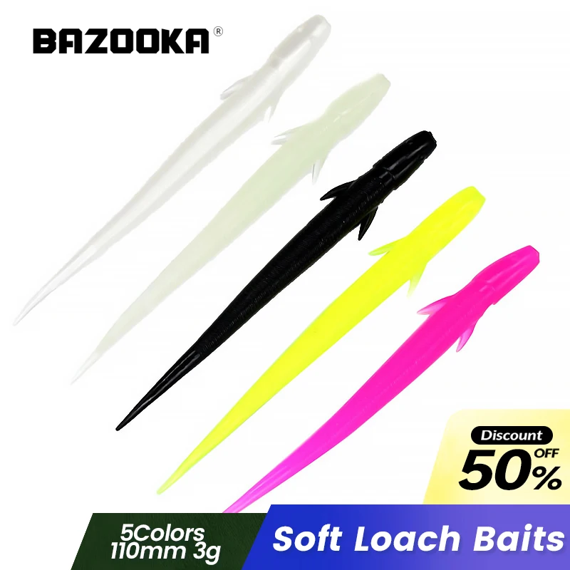 

Bazooka Soft Loach Lure Set Silicone Baits Shad Easy Shiner Artificial Fishing Wobblers Carp Bass Pike Jighead Jigging Head