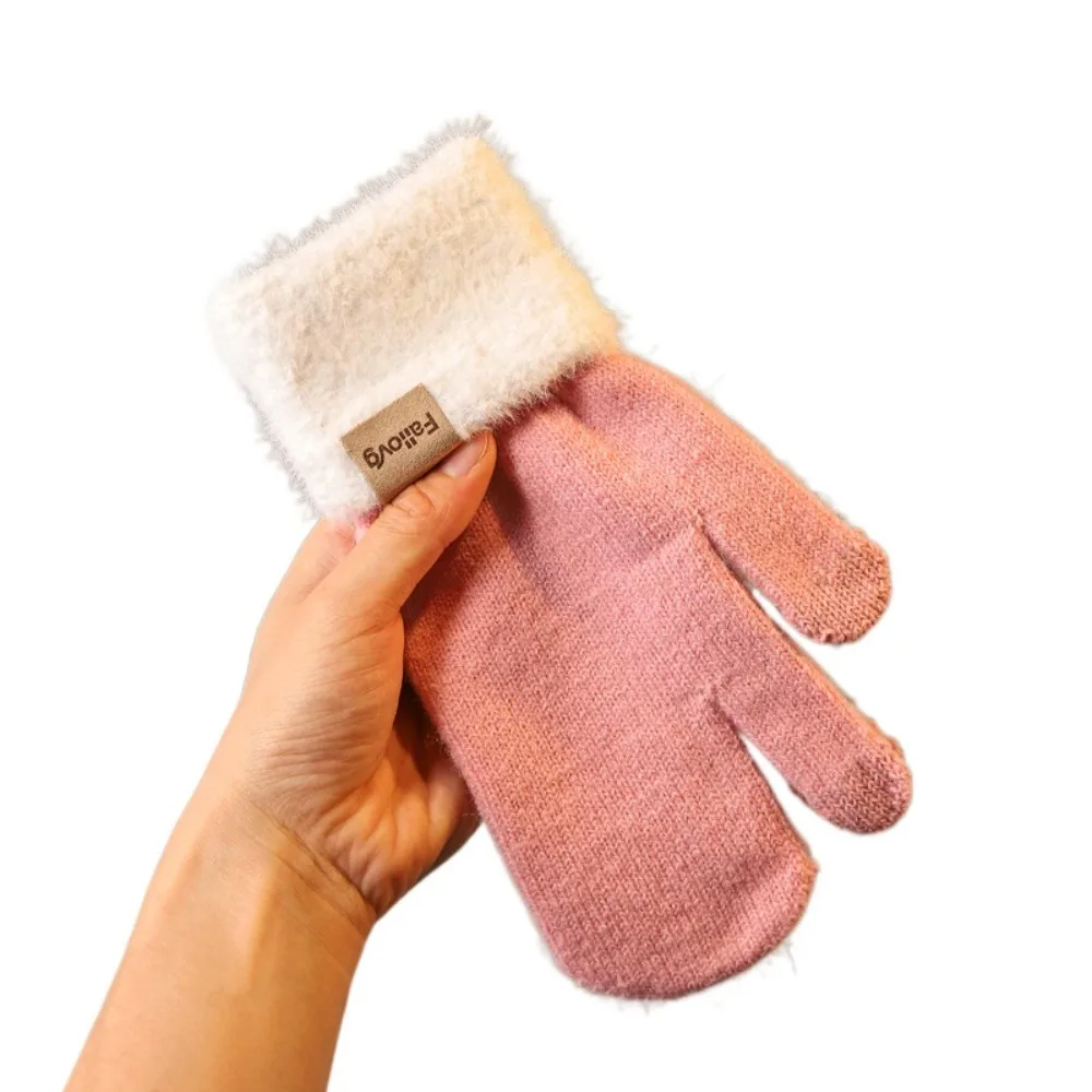 قفازات فروي سميكة لطيفة بلون سادة قفازات أصابع مقاومة للبرد قابلة للتنفس مقاومة للرياح قفازات شتوية للرجال والنساء #1