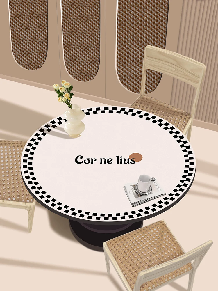 

Waterproof Oil-resistant round Tablecloth Luxury Sensation Easy Cleaning Table Mat Heat Resistant Tea Table Centerpiece