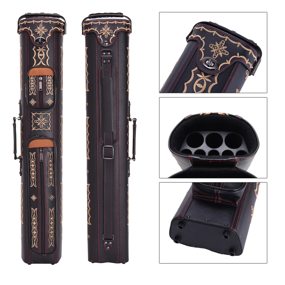 Cueelf High quality 3B5S Pool Billiards cue cases embroidery PU leather  1/2 nine-ball arm cue cases Billiards accessories