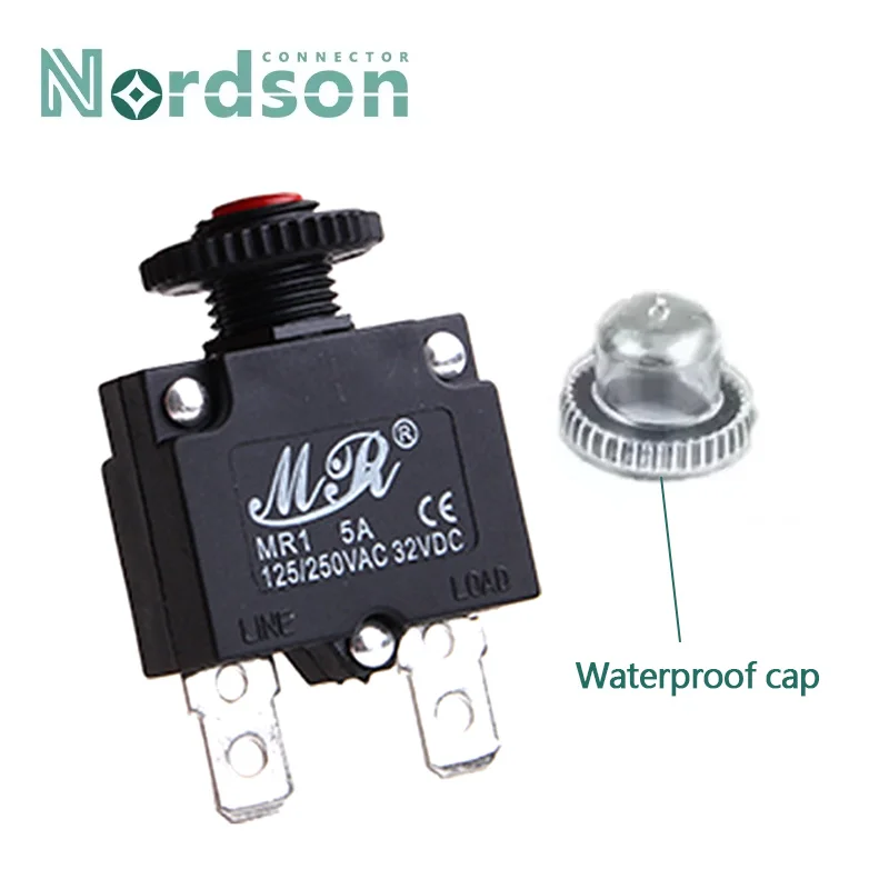 3A 4A 5A 8A 10A 12A 15A 18A 20A 25A 30A Circuit Breaker Overload Protector Switch Fuse Resettable 220V with Waterproof Cap