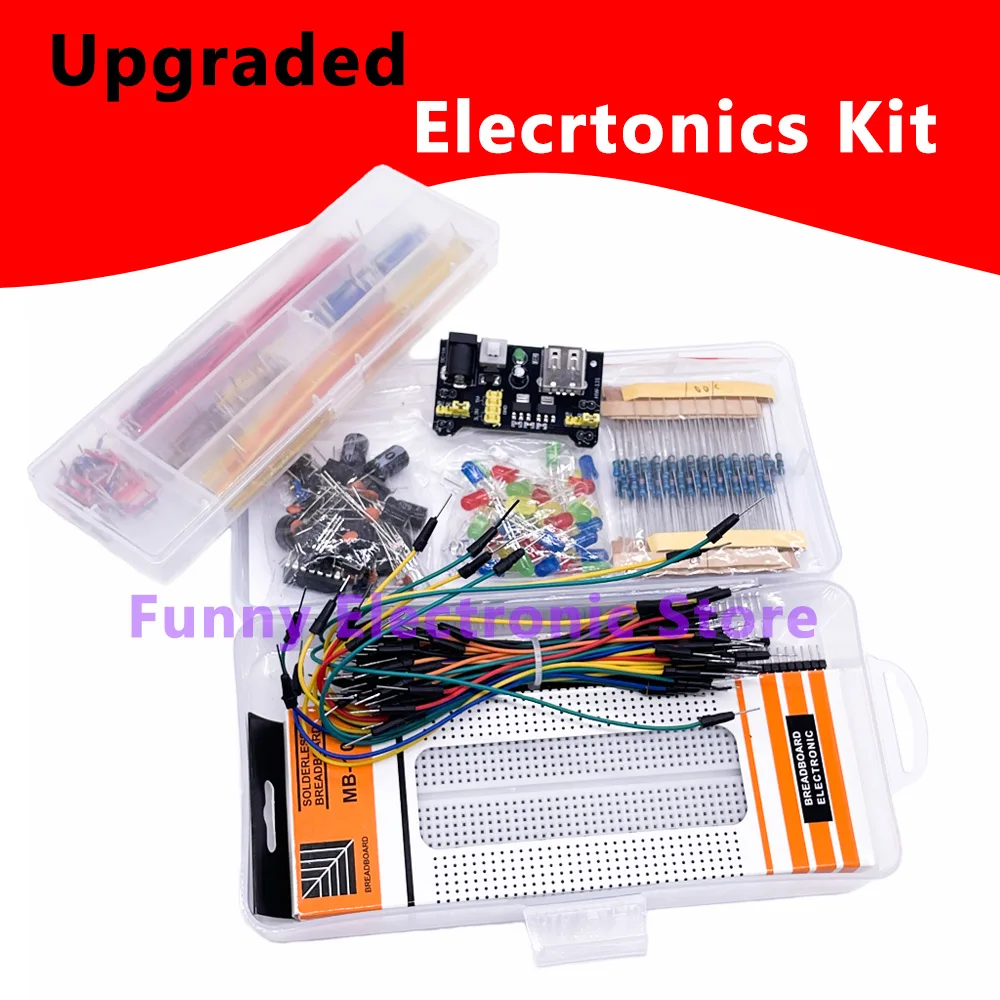 Kit de Iniciação DIY com 830 Peças para Arduino UNO R3 com Componentes Eletrônicos, Placa de Circuito e Pontos de Conexão - Kit Eletrônico Completo
