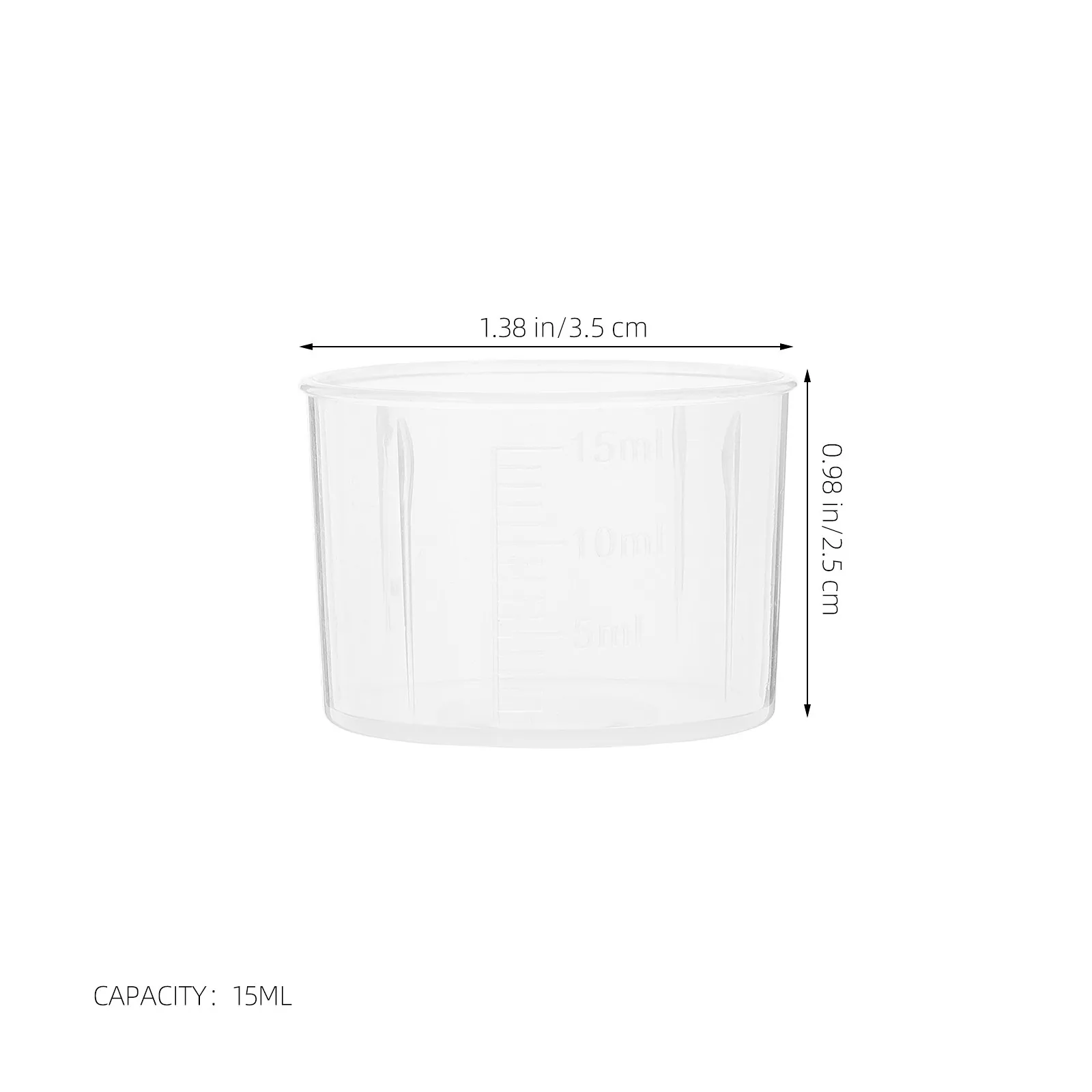 10Pcs 15Ml PP Measuring Cup Transparent Graduated Lab Beaker for Liquid Measurement Medicine Dosing Science Experiments School