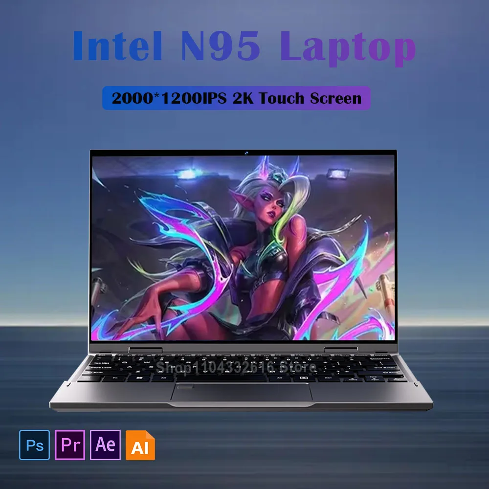 Intel N95 notebook 10.95 inch 360° Flip OLED Touch Screen Laptop Windows 11 Intel N95 CPU 16GB DDR5 RAM 2TB SSD ROM