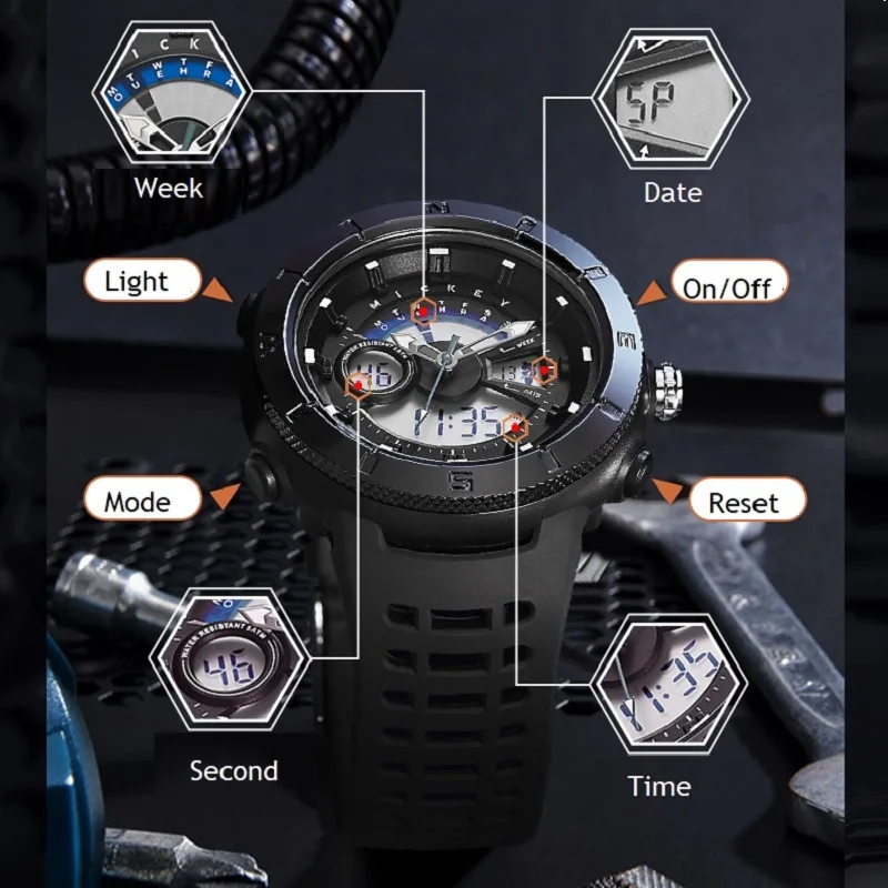 Disney Original For Mens Watch Japan Dual Display Sport Quartz Digital Wristwatch Multi-Function Chronograph Male New Cool Clock