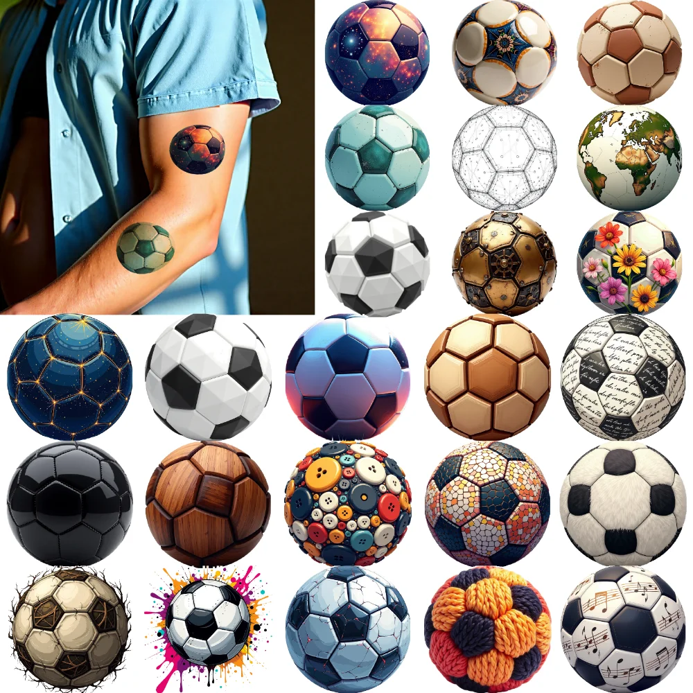 28 قطعة كرات النحت الوشم المؤقت ملصقات الوشم المؤقت كرات كرة القدم مقاوم للماء ملصقات الجسم طويلة الأمد للفتيات