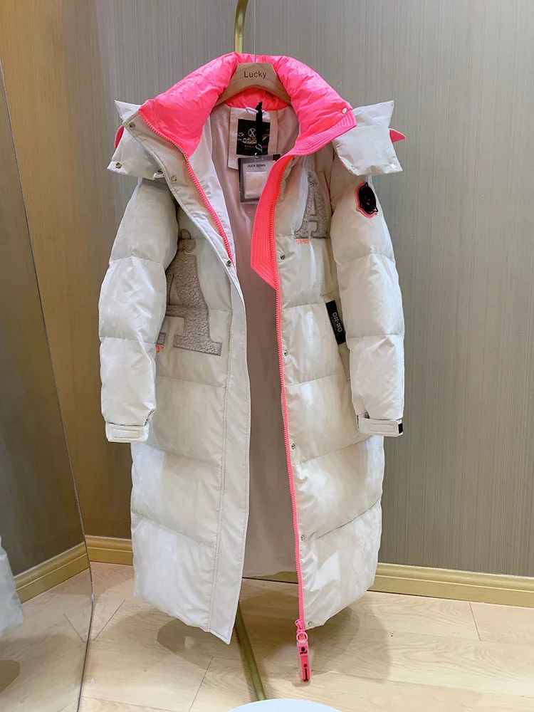 Winter Fashion European American 90% White Duck Down Jacket Women Glossy Femme Streetwear Thick Warm long puffer Parkas