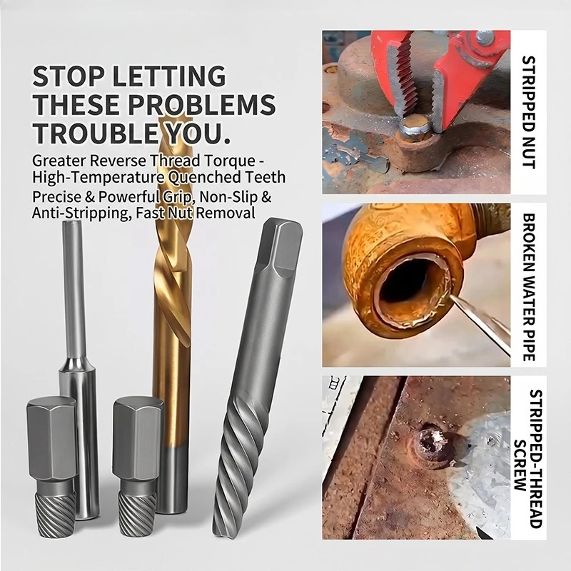 Nut Remover Master Stud Extractor Tool Set Reverse Thread Screw Extractor Socket for Stuck Bolt Damaged Fastener Removal Kit