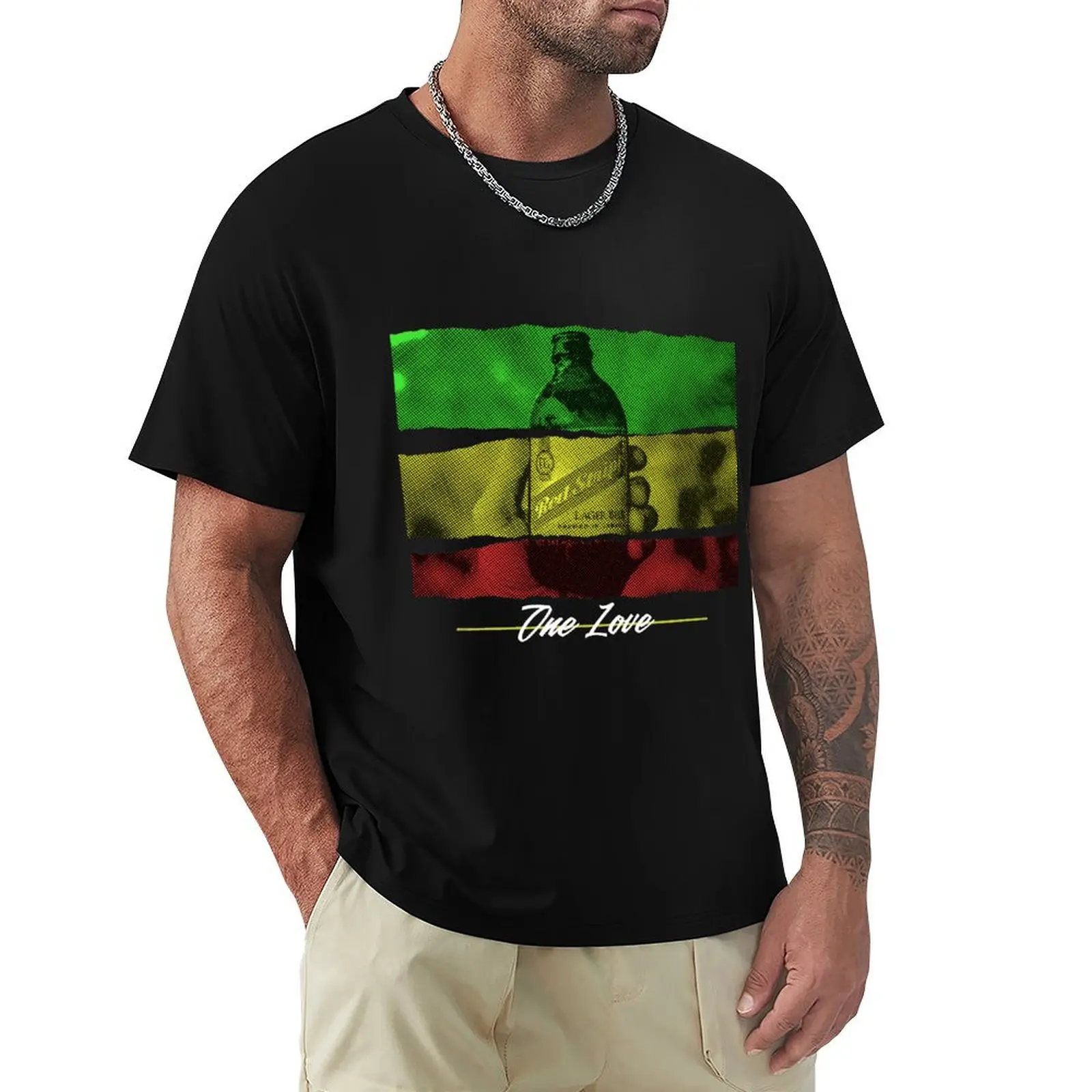 One love red stripe T-Shirt Big and Tall Basic Tee Shirt