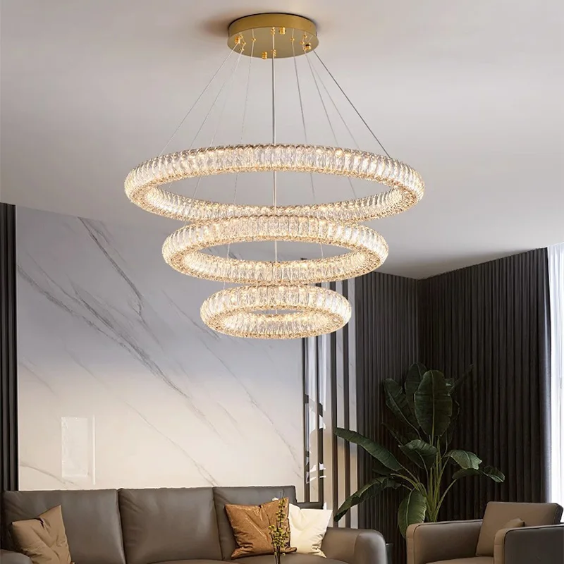 

Modern Luxury Deco Golden Dimmable K9 Crystal Chandelier LED Ceiling Lamp for Living Room Bedroom Hotel Villa Home Pendant Light