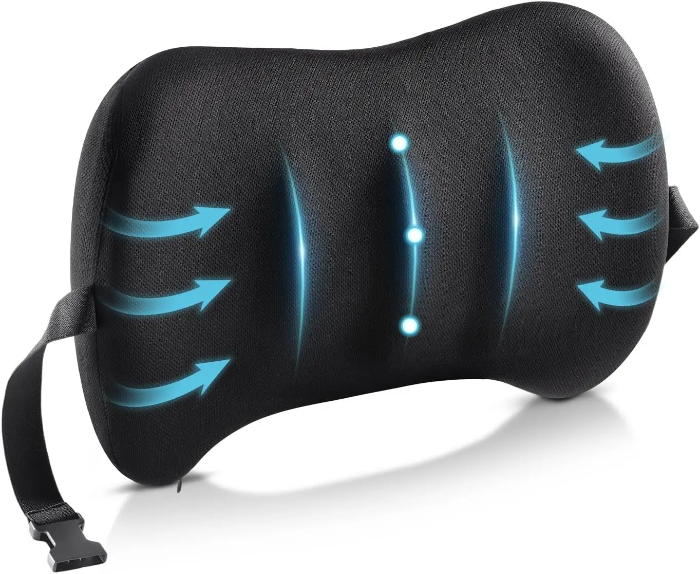 

Lumbar Support Pillow for Car Seat and Office Chair, Memory Foam Back Cushion with Breathable Cover