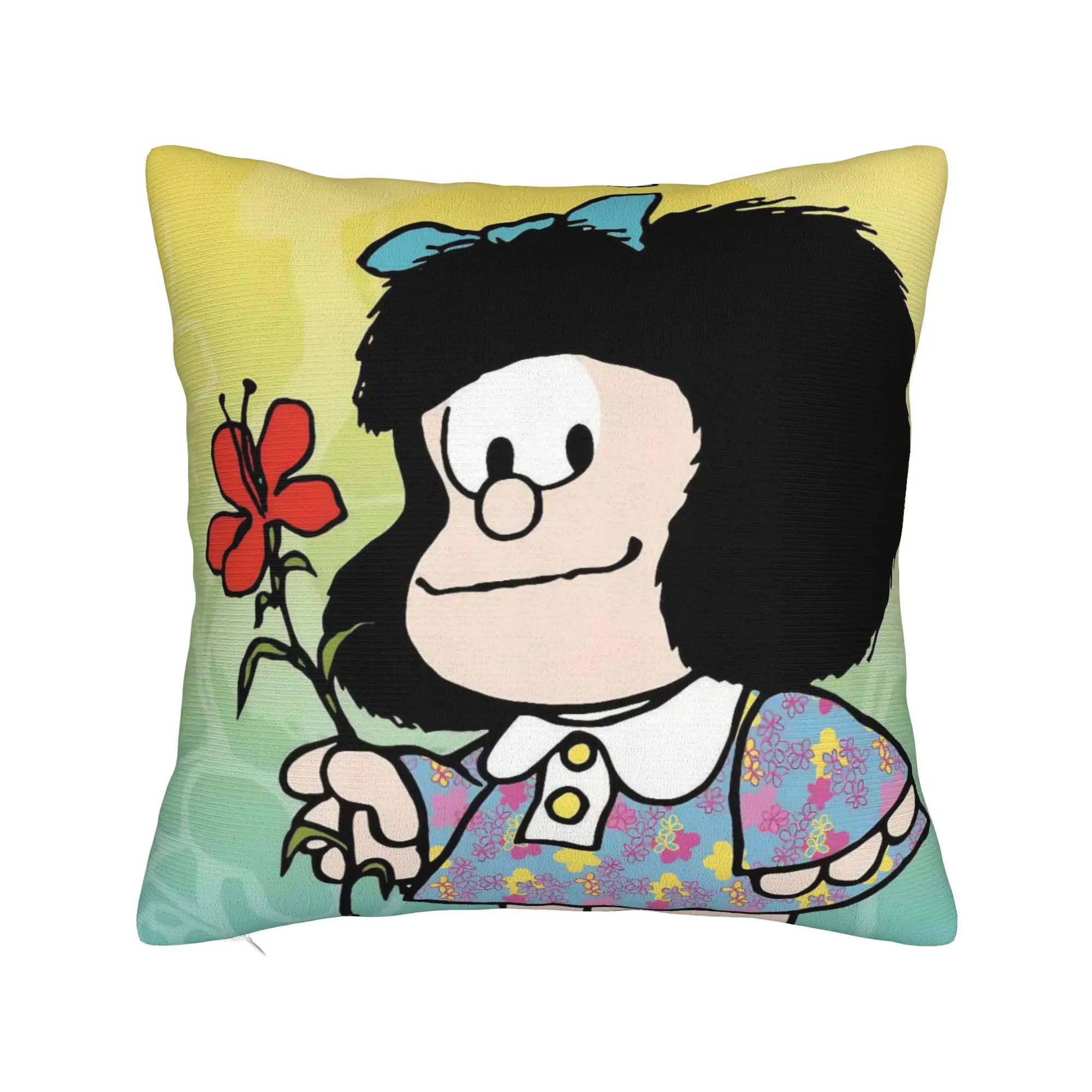 Mafaldas Flowers Cute Square Pillow Covers Polyester Bed Car  Cushion Case Creative Decor Pillow Cover 45*45