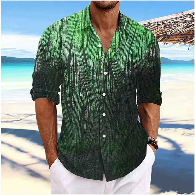 2023 New Men's Shirt Gradient Pattern Printing Lapel Button Shirt 6 Colors Long Sleeve Fashion Streetwear Designer Casual 6XL