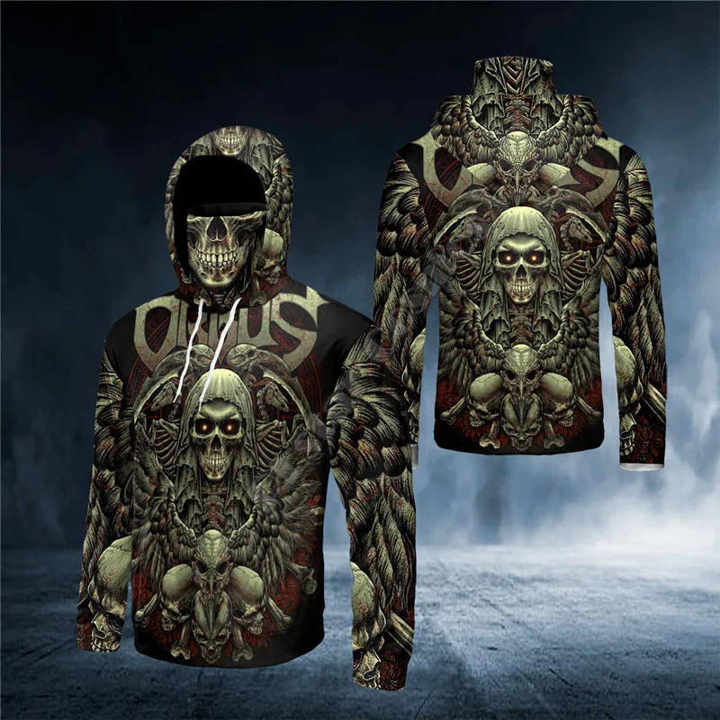 

PLstar Cosmos Killer Orbus Skull 3D Print Bandana Hoodie US Size Women Men Casual Pullover Hoodie Mask Warm