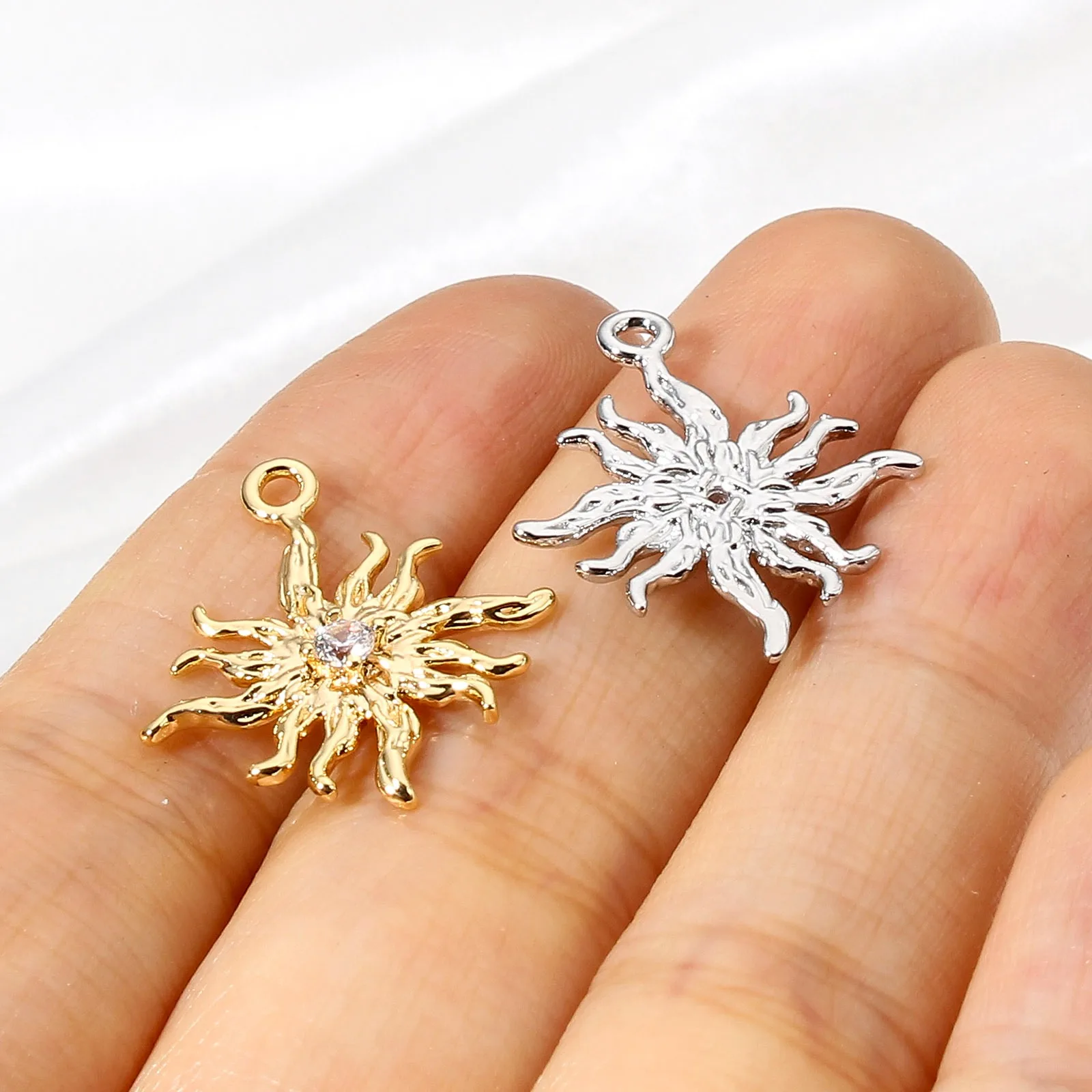1 Piece Brass Galaxy Charms Gold Plated Sun Clear Cubic Zirconia Pendant For Jewelry Making Necklace Bracelet DIY Findings