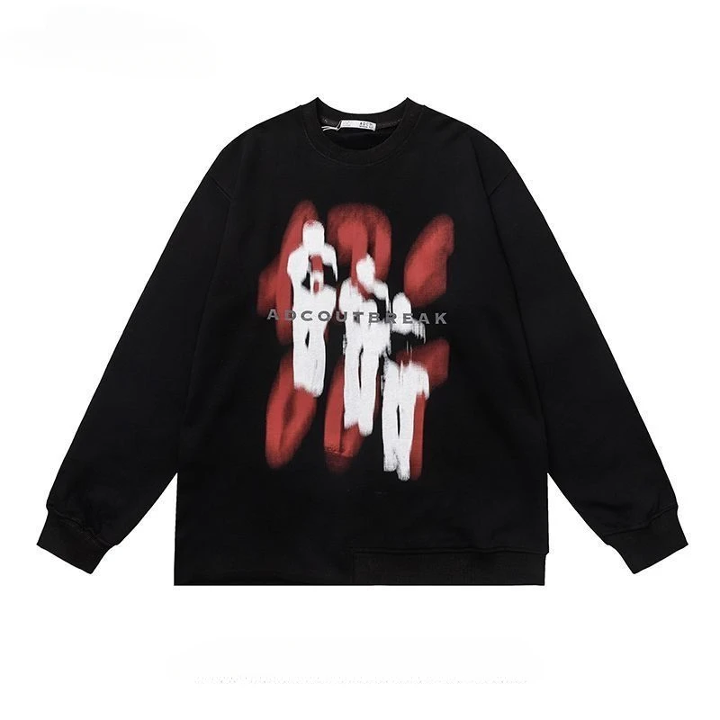 

Men and Women O-neck Long-sleeved Graffiti Printed Sweatshirts Spring Autumn Trendy Lazy Style Casual Loose Couple Pullover Top