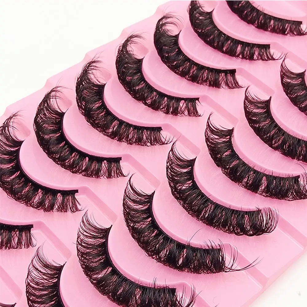 1/10Pair 3D Mink Russian False Eyelashes DD Curl 10-23mm Super Volume Reusable Fluffy Natural Super Volume Fake Lashes Extension