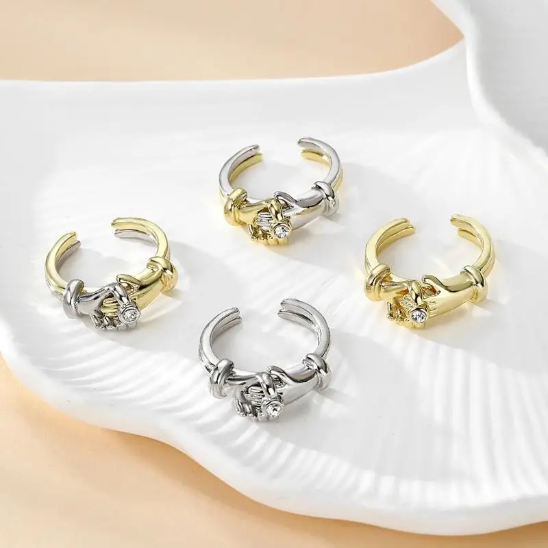 31BB Interlocked Promise Ring Open Shank Design Light Comfortable Daily Jewelry