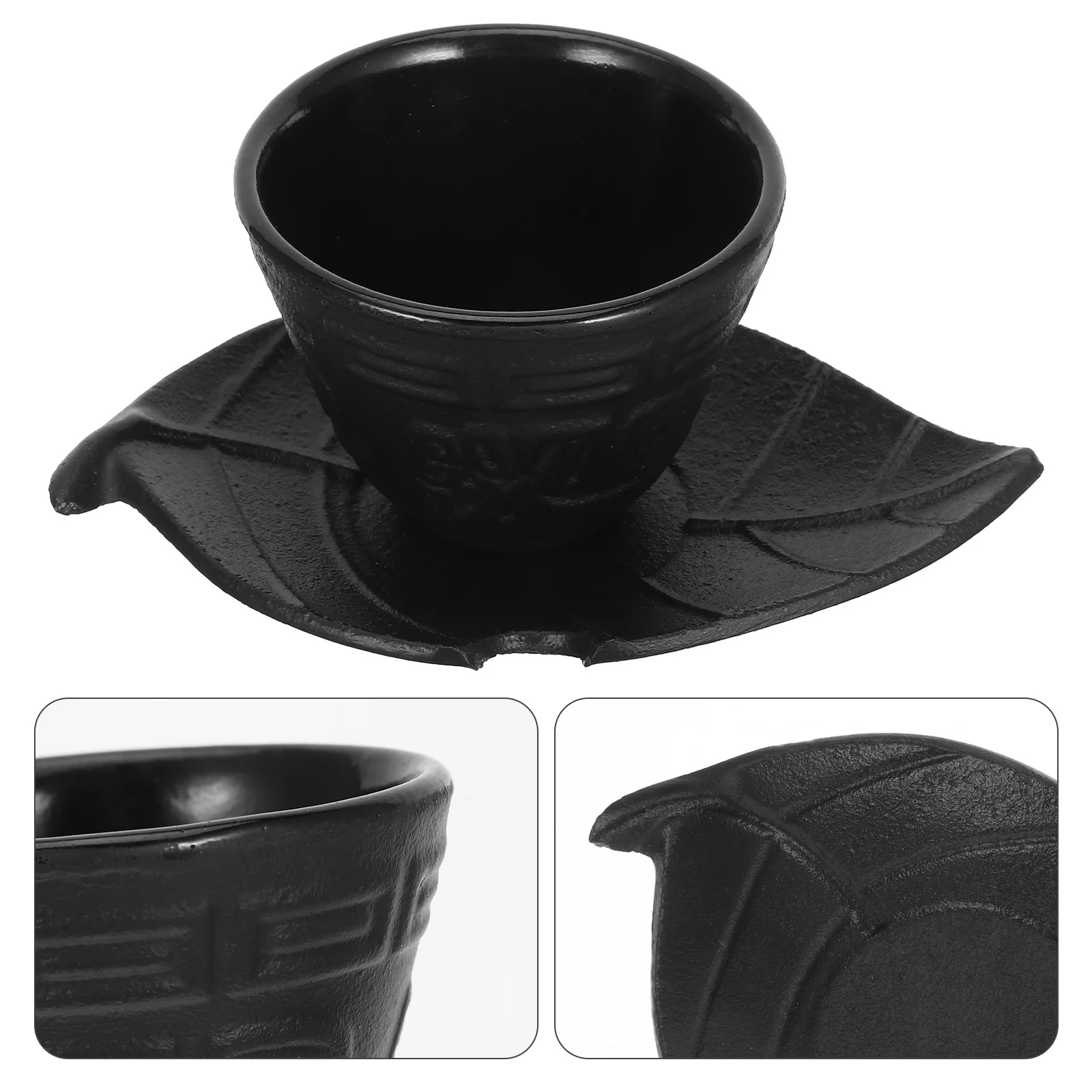 

1Set Retro Cast Iron Tea Cup Coaster Set Vintage Durable Small Tea Cups Asian Drinkware Japanese Cup Cast Iron Cups