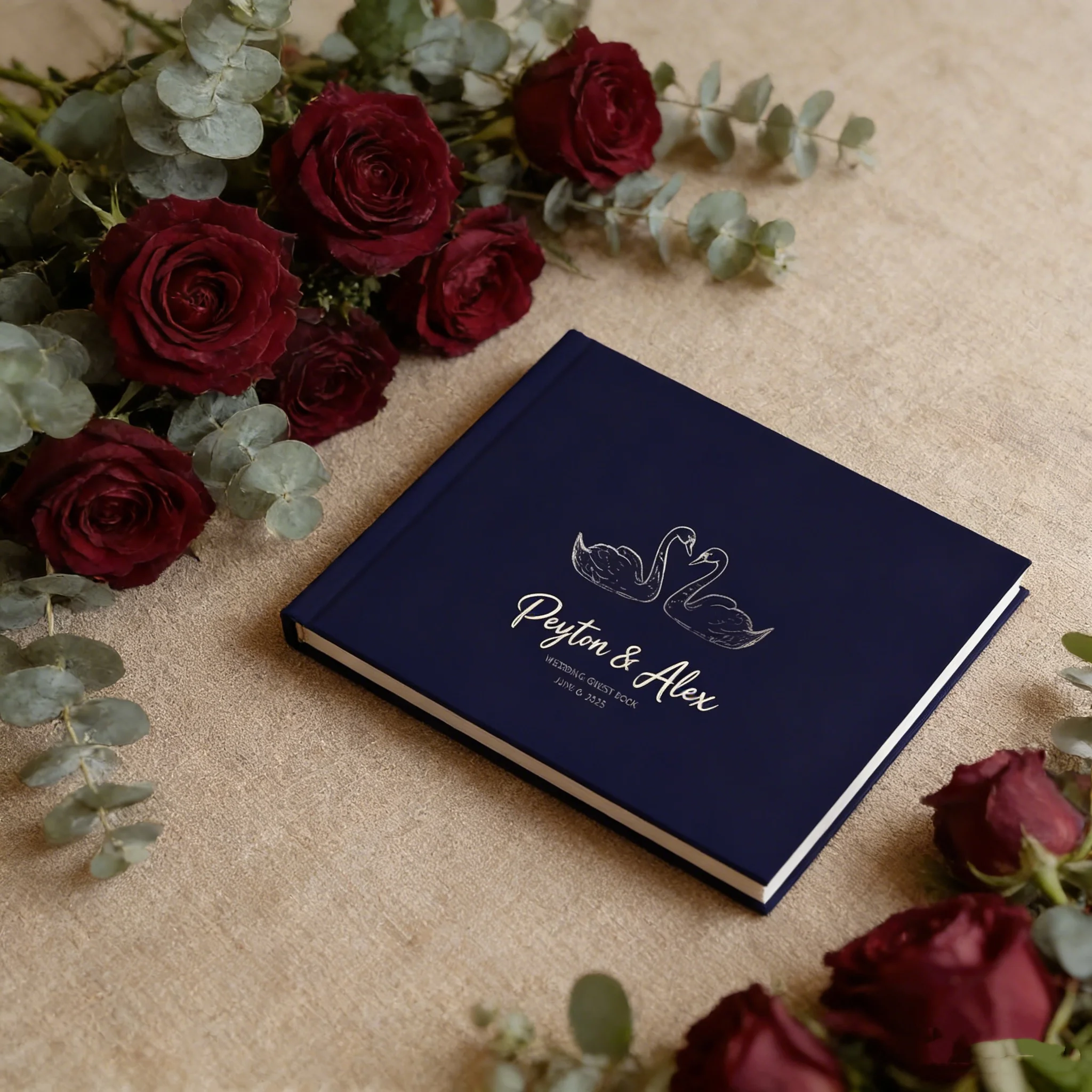 

Minimalist Personalized Wedding Guest Book | Custom Text & Floral Design Guestbook | Boho Wedding Reception Scrapbook | Engageme