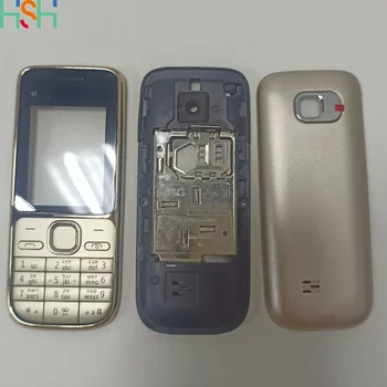 Nokia C2 C2-01用ミドルフレーム付きハウジングバッテリードアバックカバー