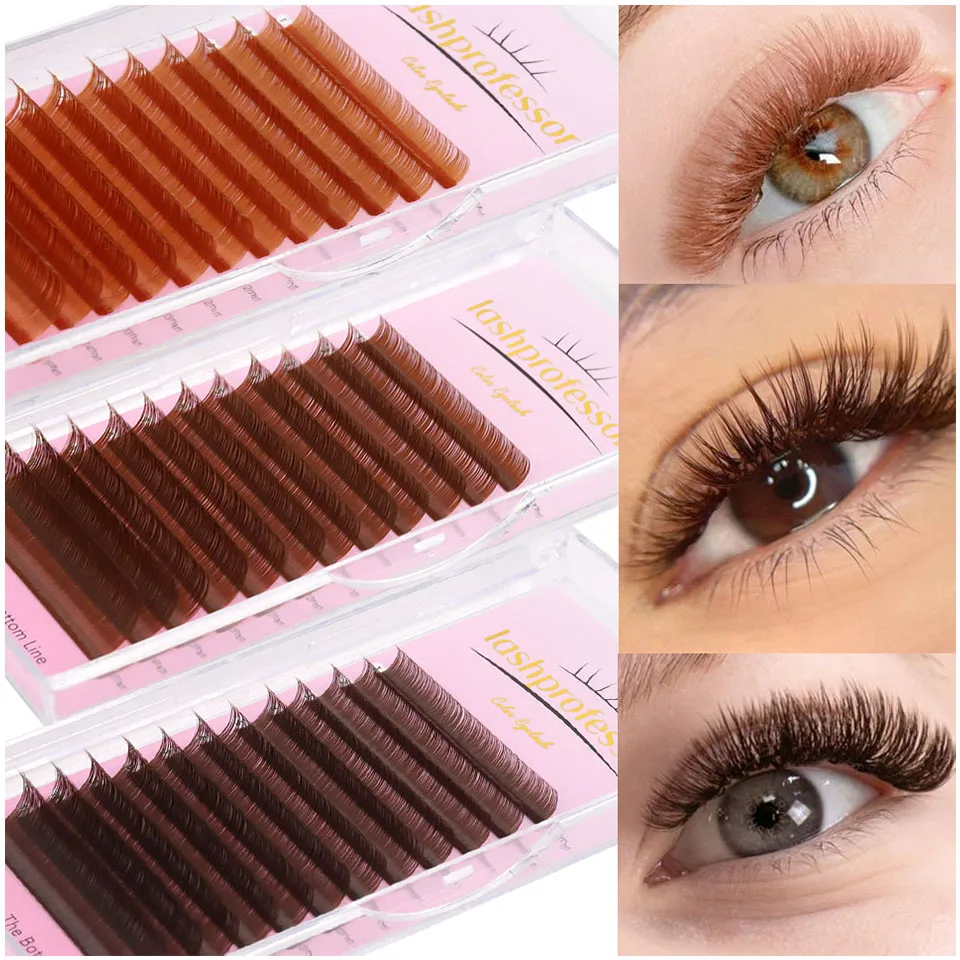 

Brown Individual Eyelashes Extension 8-15 Mixed Lash Colorful Premium Dark Brown Lashes Soft Natural Mink False Eyelashes Makeup