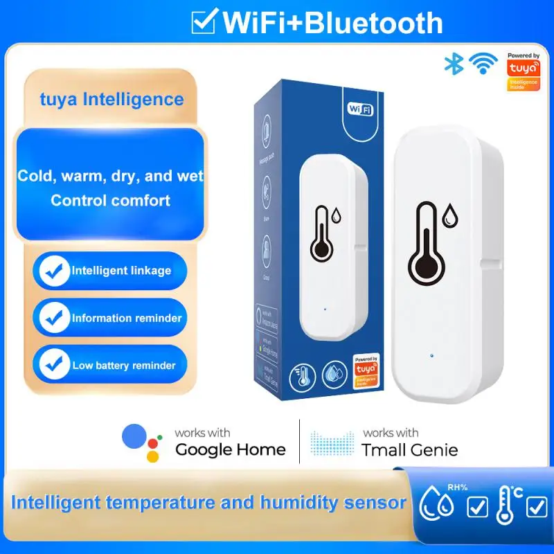 Tuya Wifi Temperature And Humidity Sensor Smart Life Remote Monitor Smart Home Indoor Hygrometer Work With Alexa Google