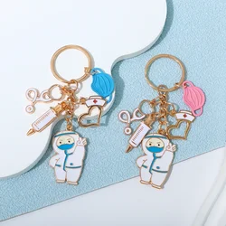 Creative Simulation Medical Tool Keychain Charms Syringe Stethoscope Key Ring Nurse's Day Gift Bag Ornament Accessories