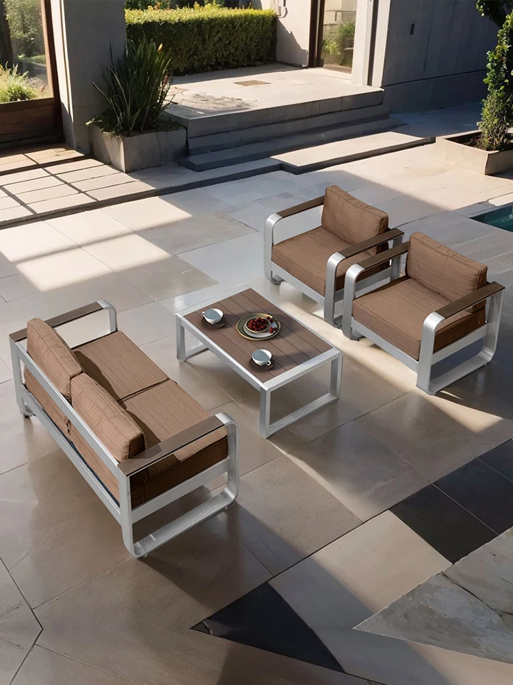 Outdoor Sofa Courtyard Outdoor Stainless Steel Waterproof Sunscreen Terrace Garden Basement Moisture-proof Open-air Leisure