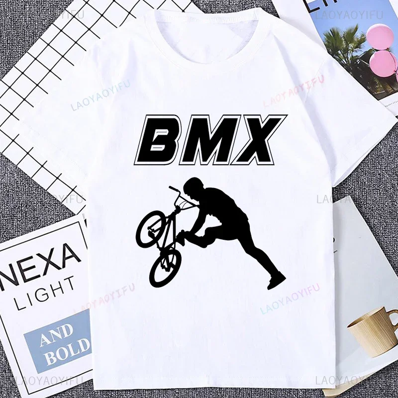 Retro BMX Bicycle Essential Harajuku Tshirt Casual Fashion Loose Hip Hop Man T Shirt Breathe Comfort Y2K Cotton Unisex T-shirt