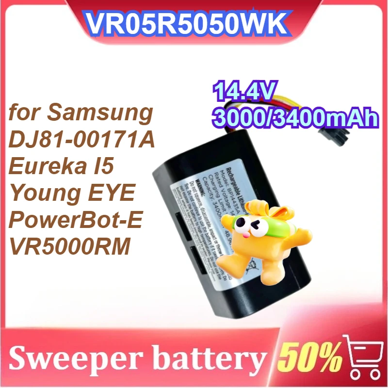 

For Samsung 14.4V 3000/3400mAh for VR05R5050WK DJ81-00171A Eureka I5 Young EYE PowerBot-E VR5000RM Vacuum Cleaner