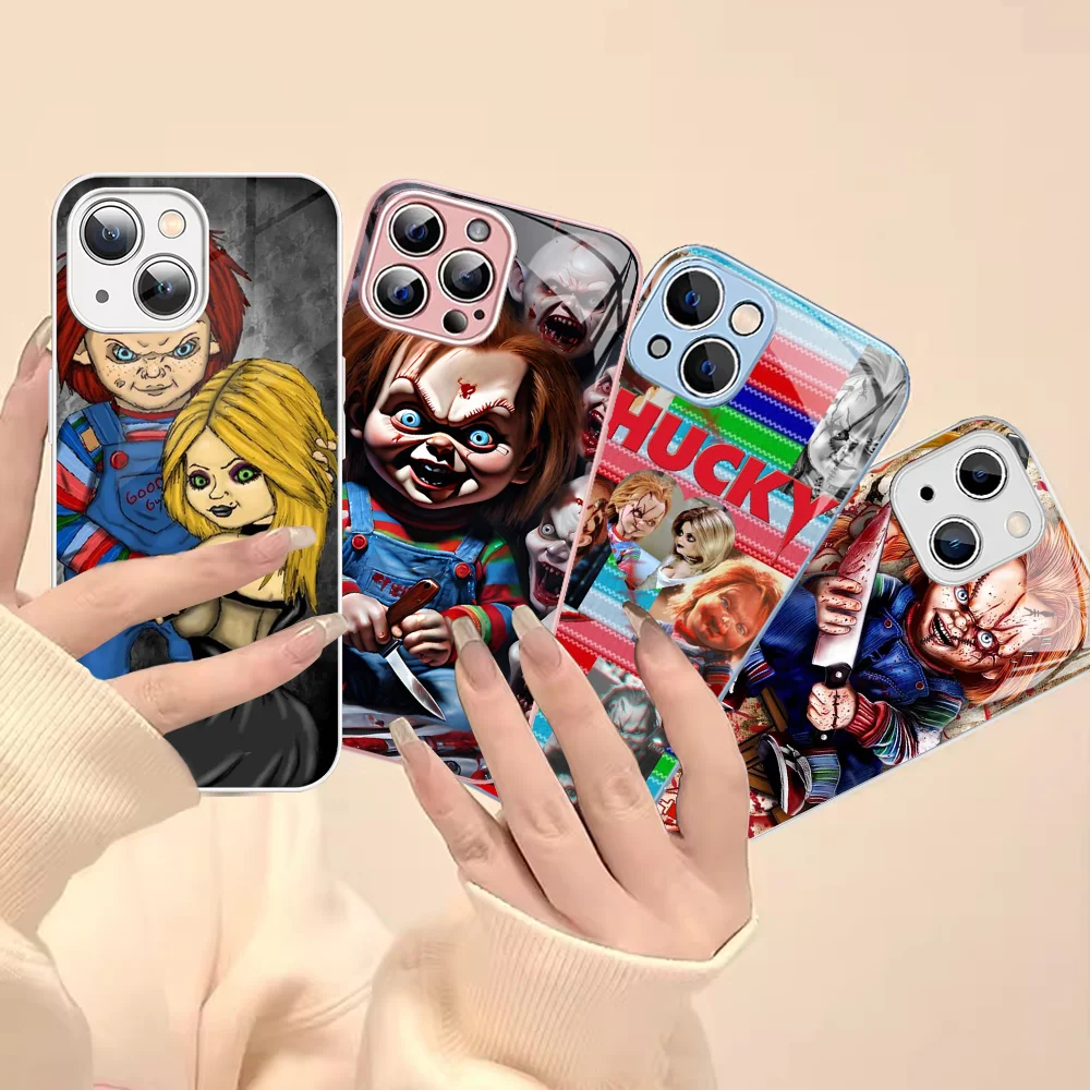 

Horror Movie Scary C-Chucky Doll Phone Case For iPhone 15 13 12 Mini 11 Pro XS Max X XR 14 Plus Tempered Glass Cover