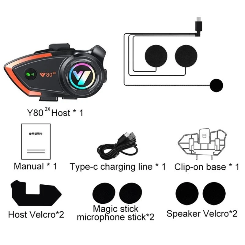 Motorcycle Helmet Headset Speaker 800m Wireless Riding Intercom Headphone Waterproof Noise Reduction Helmet Walkie