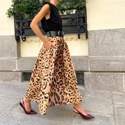 Leopard Print Skirt For Women Autumn And Winter New Style Sexy Temperament A-line Large Swing Skirt Elegant And Versatile Skirt