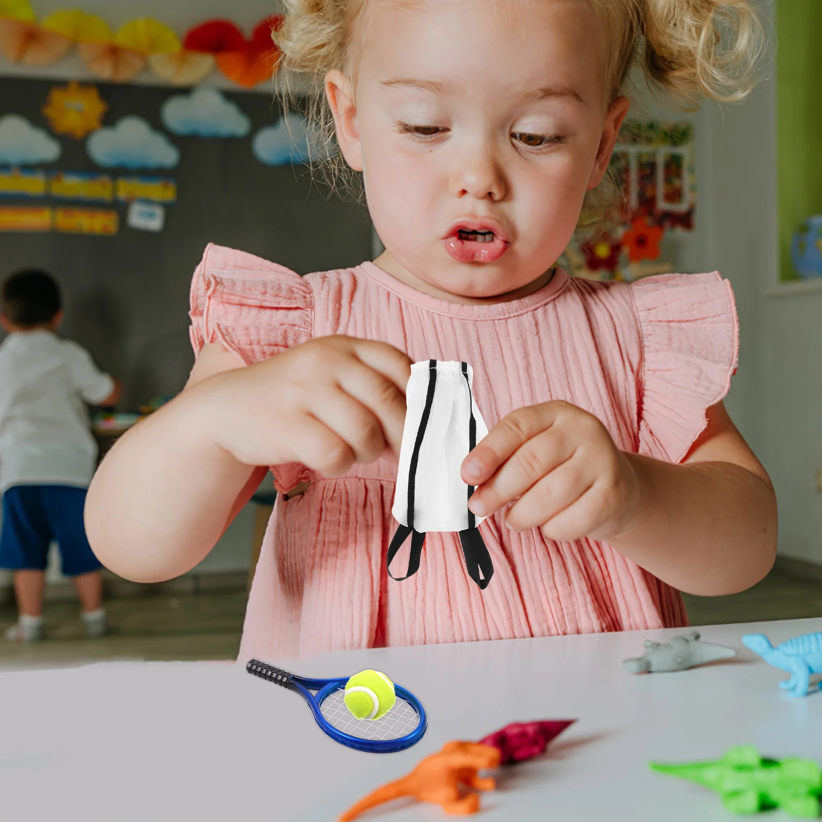 

2 set Tennis Racket Set Dollhouse Sports Kids Racket Equipment Realistic For Kids Play House Accessories Cake Topper