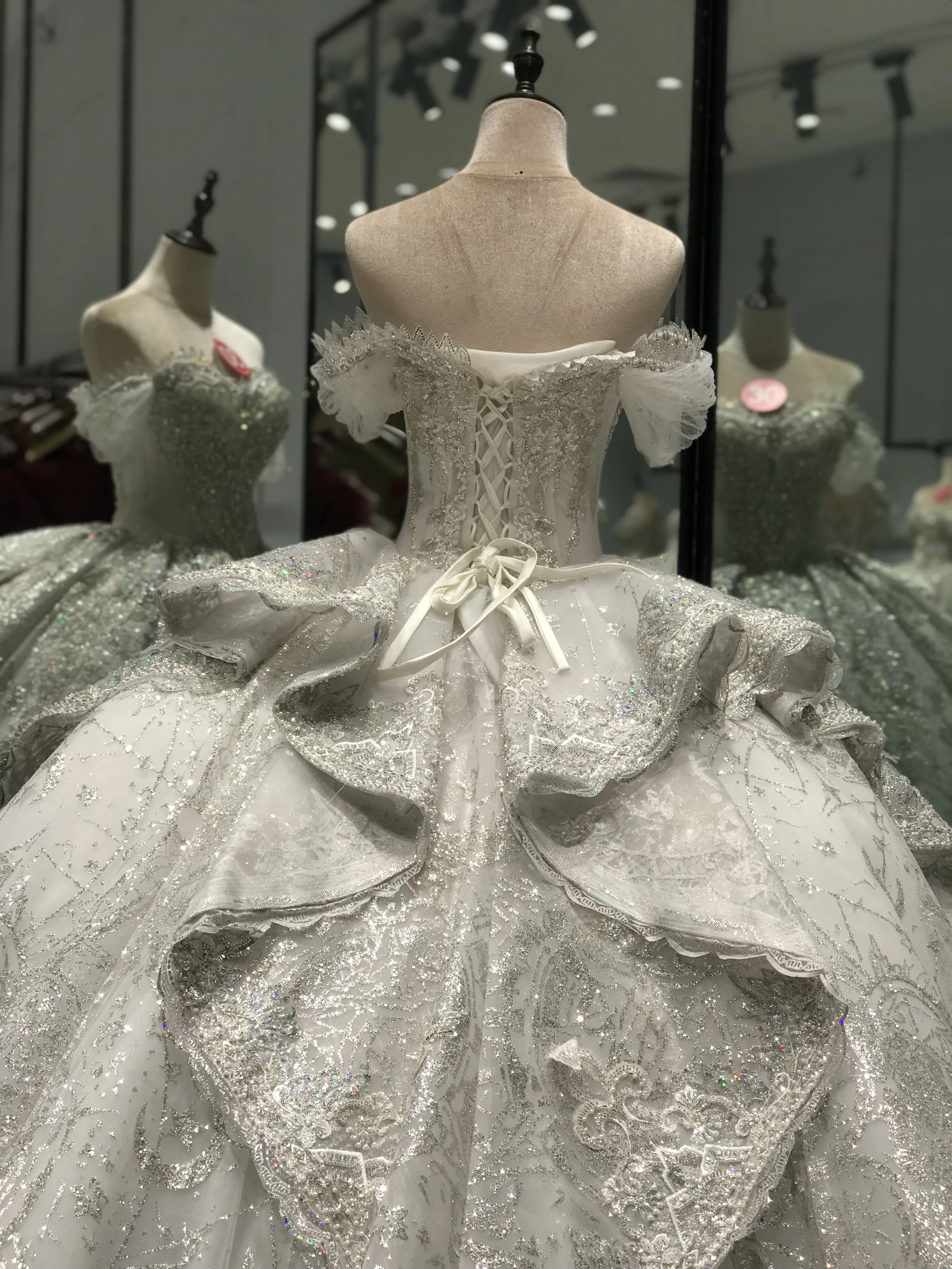 Kisswhite LTT Collection Customized Luxury Wedding Dress 2026 High Leves Glitters Off The Shoulder Ball Gown Dress