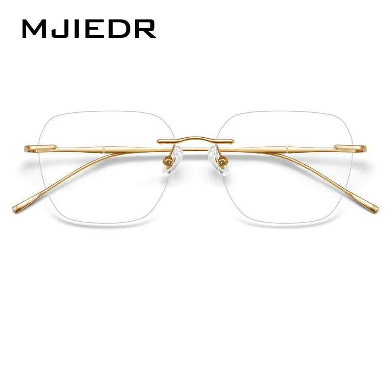 

New Ultra-light Pure Titanium Fashion Women‘s Square Rimless Glasses Frame Optical Rectangular Eyeglasses for Men