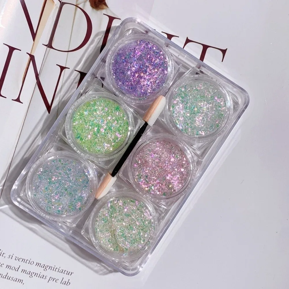 Picture 3: 6Pcs/Set Sparkly Colorful Eye Glitter Gel Heart Star Moon Sequins Festival Glitter Body Nail Glitter Gel Face Hair