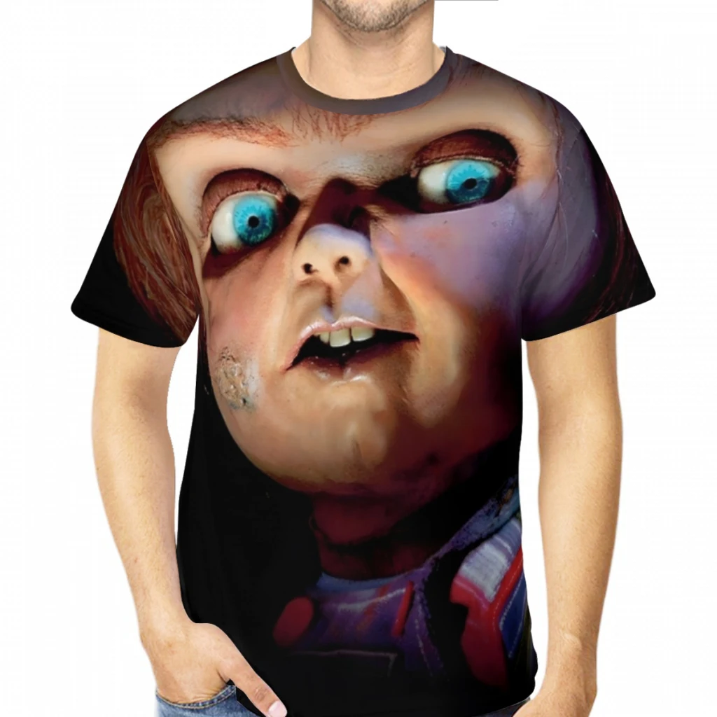 Child's Play Chucky Horror  Movie Men Retro Short-Sleeved Polyester T-Shirts Harajuku 3D Printed O-Neck TShirt Streetwear